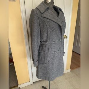 Vintage 70s made in USA gray belted coat M